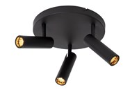 Lucide GRADO - Deckenstrahler - Ø 25 cm - 3xGU10 (MR11) - Schwarz eingeschaltet