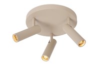 Lucide GRADO - Deckenstrahler - Ø 25 cm - 3xGU10 (MR11) - Taupe eingeschaltet 1