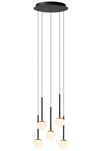 Lucide CALINA - Suspension - Ø 41,9 cm - LED Dim. - CCT - 5x7,4W 2200K/3300K - Avec module LED remplaçable - Noir | Premium allumé