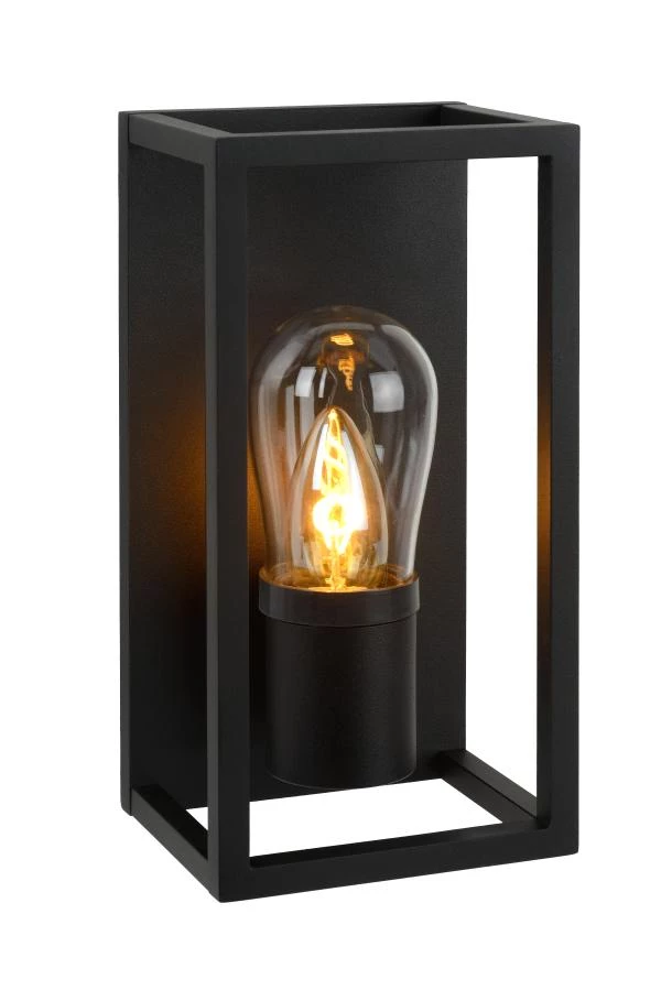 Lucide CARLYN - Wandleuchte Badezimmer - 1xE14 - IP54 - Schwarz - eingeschaltet