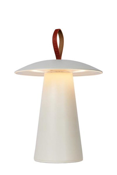 Lucide LA DONNA - Lampe de table Rechargeable Intérieur/Extérieur - Batterie/Piles - Ø 19,7 cm - LED 3 StepDim - 1x2W 2700K - IP54 - Blanc