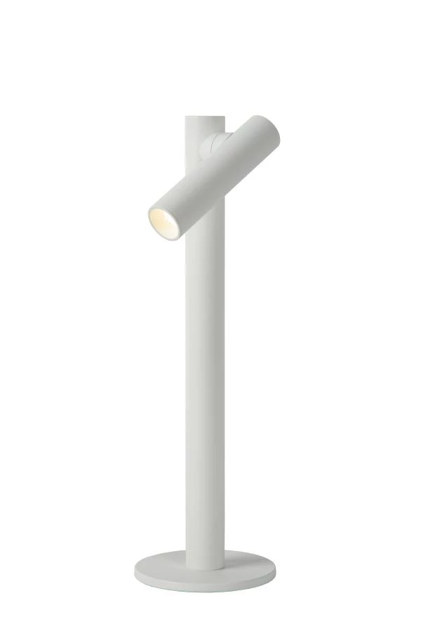 Lucide ANTRIM - Lampe de bureau Rechargeable Intérieur/Extérieur - Batterie/Piles - LED Dim. - 1x2,2W 2700K - IP54 - Avec station de charge sans fil - Blanc - allumé 1