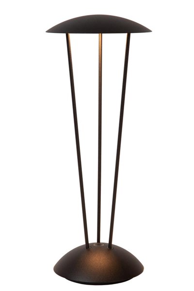 Lucide RENEE - Lampe de table Rechargeable Intérieur/Extérieur - Batterie/Piles - Ø 12,3 cm - LED Dim to warm - 1x2,2W 2700K/3000K - IP54 - Avec station de charge sans fil - Noir