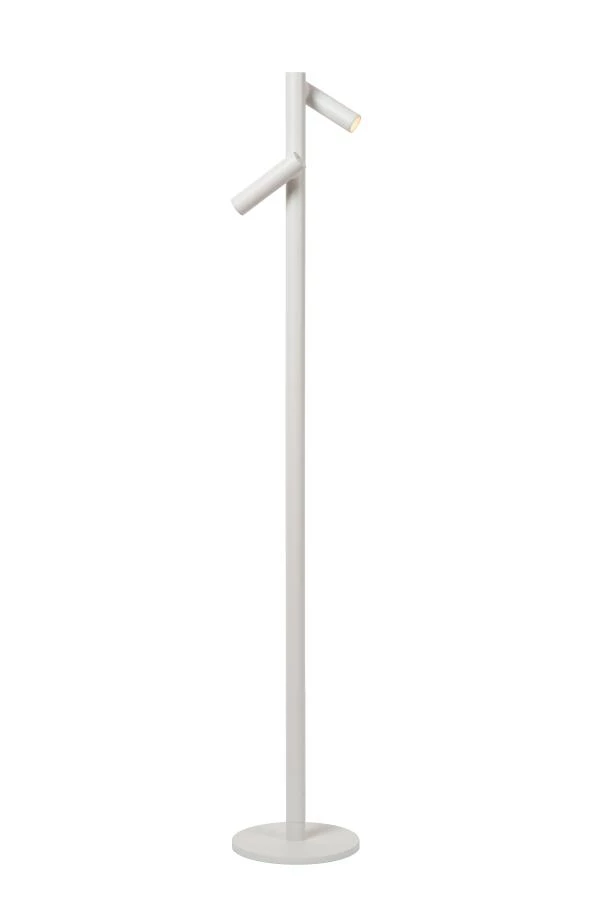 Lucide ANTRIM - Lampadaire / lampe de lecture Rechargeable Intérieur/Extérieur - Batterie/Piles - LED Dim. - 2x2,2W 2700K - IP54 - Avec station de charge sans fil - Blanc - allumé 1