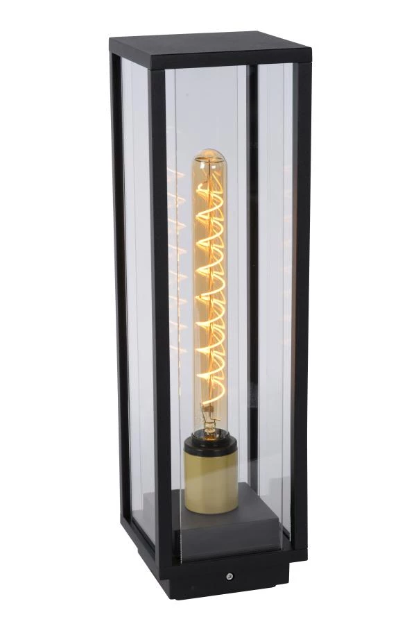 Lucide LAURENS - Lámpara baliza - 1xE27 - IP54 - Negro - encendido