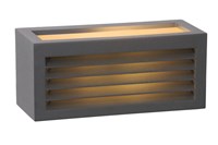 Lucide DIMO - Wandleuchte Innen/Außen - 1xE27 - IP54 - Anthrazit eingeschaltet