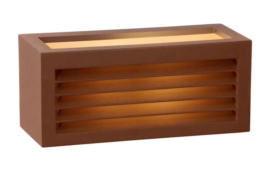 Lucide DIMO - Wandlamp Binnen/Buiten - 1xE27 - IP54 - Roest bruin - aangezet 7