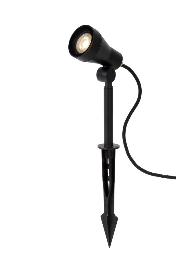 Lucide SPIKE - Gartenstrahler - Ø 6,5 cm - LED Dim. - GU10 - 1x5W 3000K - IP54 - Schwarz - eingeschaltet