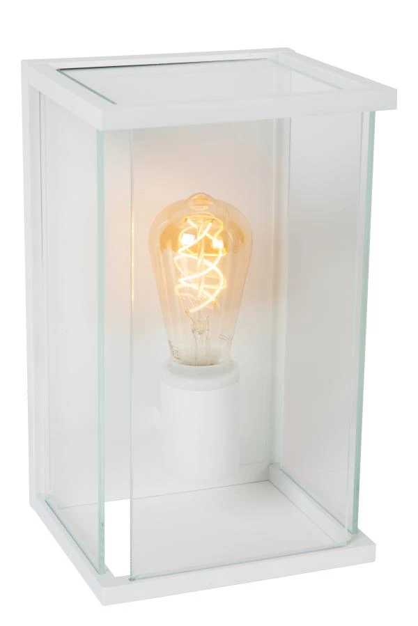 Lucide CLAIRE - Wandlamp Binnen/Buiten - 1xE27 - IP54 - Wit - aangezet 1