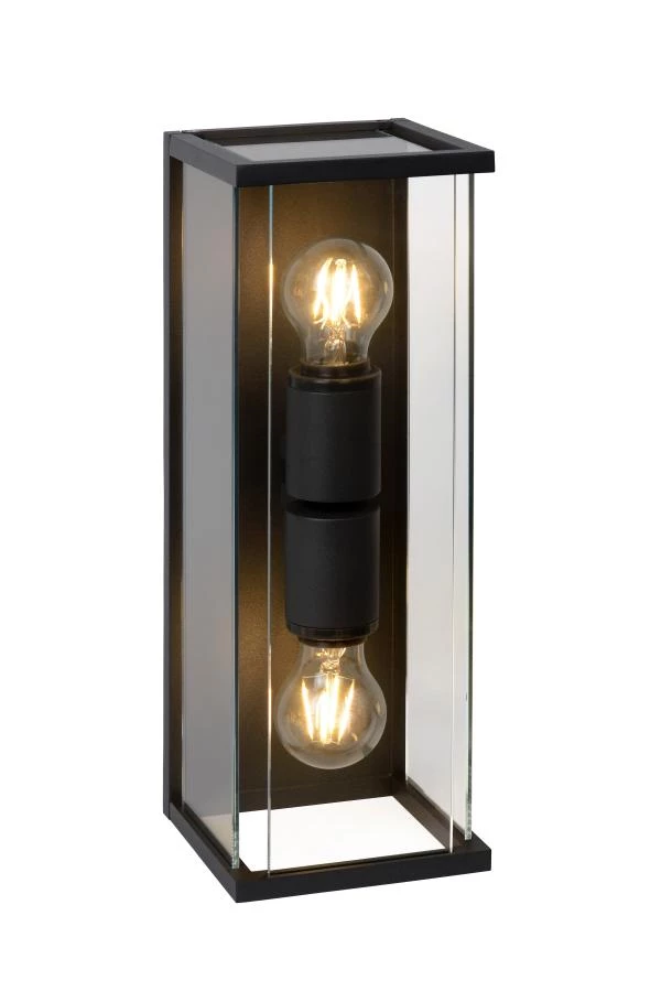 Lucide CLAIRE - Wandlamp Binnen/Buiten - 2xE27 - IP54 - Antraciet - aangezet