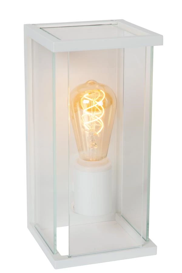 Lucide CLAIRE - Wandlamp Binnen/Buiten - 1xE27 - IP54 - Beweging & dag/nacht sensor - Wit - aangezet 1