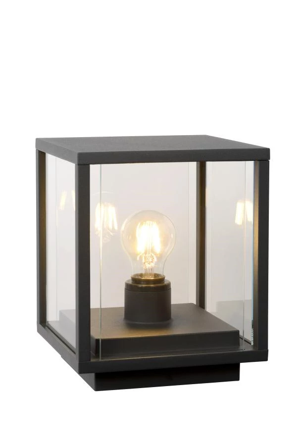 Lucide CLAIRE - Borne extérieur - 1xE27 - IP54 - Anthracite - allumé