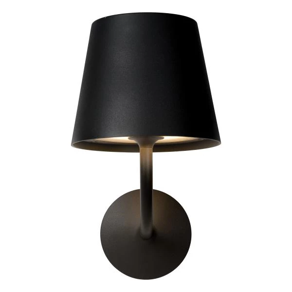 Lucide JUSTIN - Wandlamp Binnen/Buiten - LED Dimb. - 1x7W 3000K - IP65 - Zwart - aangezet