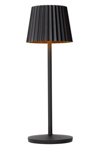 Lucide JUSTINE - Lampe de table Rechargeable Intérieur/Extérieur - Batterie/Piles - LED Dim. - 1x2W 2700K - IP54 - Avec station de charge sans fil - Noir allumé