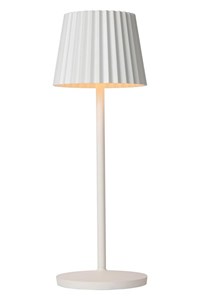 Lucide JUSTINE - Lampe de table Rechargeable Intérieur/Extérieur - Batterie/Piles - LED Dim. - 1x2W 2700K - IP54 - Avec station de charge sans fil - Blanc allumé 1