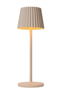 Lucide JUSTINE - Lampe de table Rechargeable Intérieur/Extérieur - Batterie/Piles - LED Dim. - 1x2W 2700K - IP54 - Avec station de charge sans fil - Crème allumé 8
