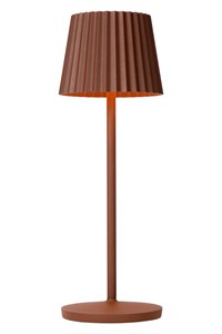 Lucide JUSTINE - Lampe de table Rechargeable Intérieur/Extérieur - Batterie/Piles - LED Dim. - 1x2W 2700K - IP54 - Avec station de charge sans fil - Rouille allumé 7