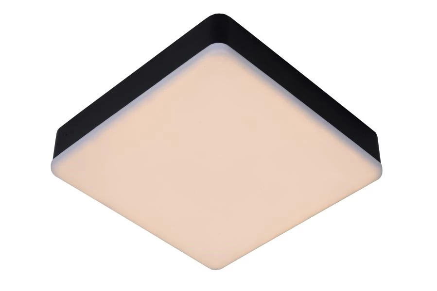 Lucide CERES-LED - Plafonnier Salle de bains - LED Dim. - 1x30W 3000K - IP44 - Noir - allumé