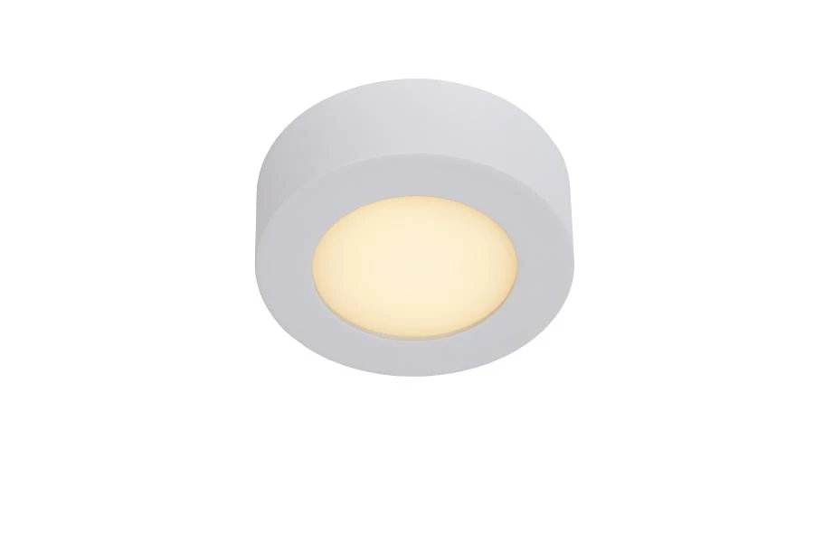 Lucide BRICE-LED - Flush ceiling light Bathroom - Ø 11,7 cm - LED Dim. - 1x8W 3000K - IP44 - White - turned on 1