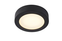Lucide BRICE-LED - Plafonnière Badkamer - Ø 18 cm - LED Dimb. - 1x12W 3000K - IP44 - Zwart aangezet