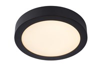 Lucide BRICE-LED - Flush ceiling light Bathroom - Ø 24 cm - LED Dim. - 1x15W 3000K - IP44 - Black turned on