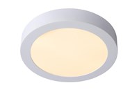 Lucide BRICE-LED - Flush ceiling light Bathroom - Ø 24 cm - LED Dim. - 1x15W 3000K - IP44 - White turned on 1