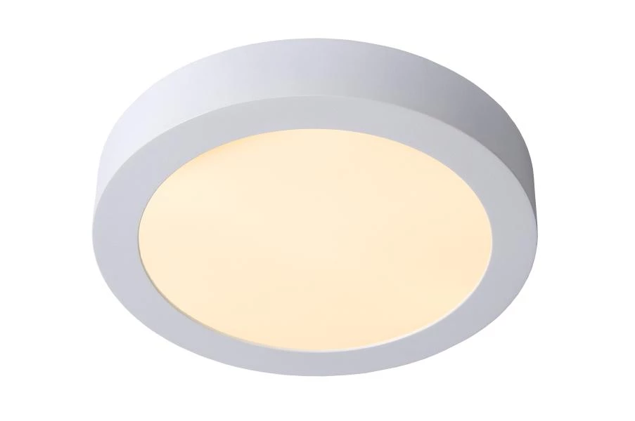 Lucide BRICE-LED - Flush ceiling light Bathroom - Ø 24 cm - LED Dim. - 1x15W 3000K - IP44 - White - turned on 1