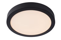 Lucide BRICE-LED - Flush ceiling light Bathroom - Ø 30 cm - LED Dim. - 1x30W 3000K - IP44 - Black turned on