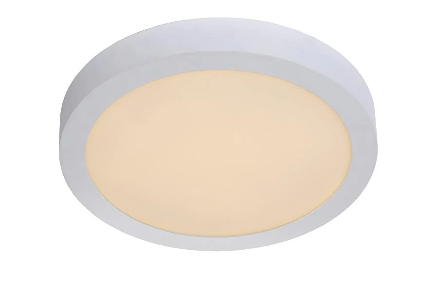 Lucide BRICE-LED - Flush ceiling light Bathroom - Ø 30 cm - LED Dim. - 1x30W 3000K - IP44 - White - turned on 1