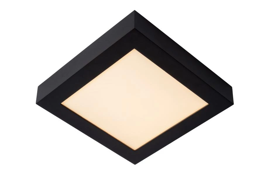 Lucide BRICE-LED - Flush ceiling light Bathroom - LED Dim. - 1x22W 3000K - IP44 - Black - turned on