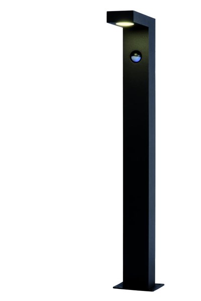 Lucide TEXAS-IR - Lámpara baliza - LED - 1x7W 3000K - IP54 - Sensor movimiento & día/noche (desactivable) - Antracita