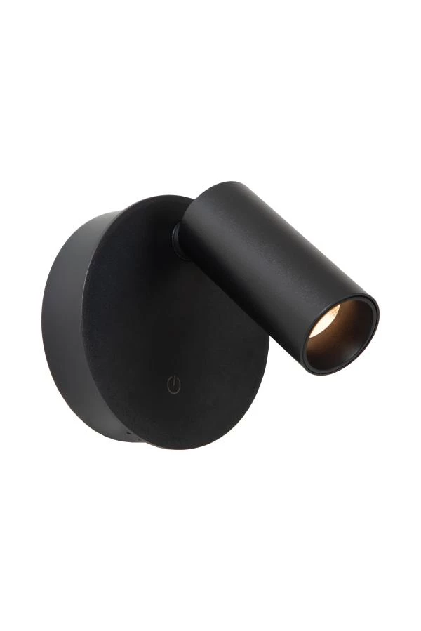 Lucide TONI - wiederaufladbare Wandstrahler / Wandleuchte - Akku/Batterie - Ø 8,1 cm - LED Dim. - CCT - 1x2W 2700K/4000K - Magnetisch - Schwarz - eingeschaltet