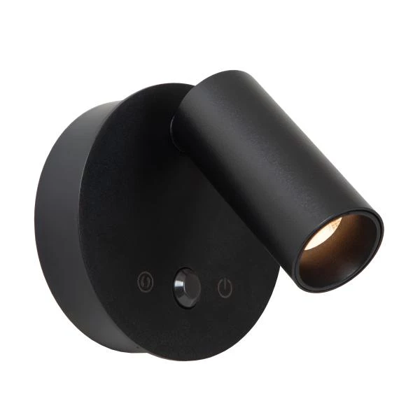 Lucide TONI - wiederaufladbare Wandstrahler / Wandleuchte - Akku/Batterie - Ø 8,1 cm - LED Dim. - CCT - 1x2W 2700K/4000K - Bewegungssensor (Abschaltbar) - Magnetisch - Schwarz - eingeschaltet