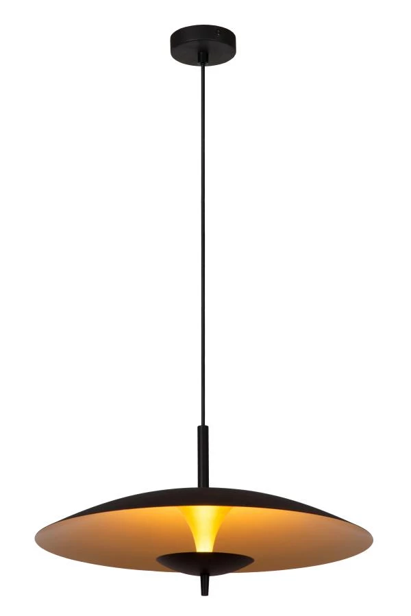 Lucide VULCAN - Suspension - Ø 47 cm - LED Dim. - 1x9W 3000K - Noir - allumé