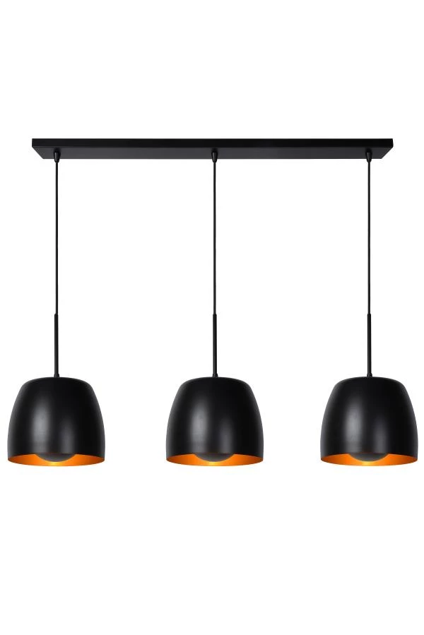 Lucide NOLAN - Hanglamp - 3xE27 - Zwart - aangezet