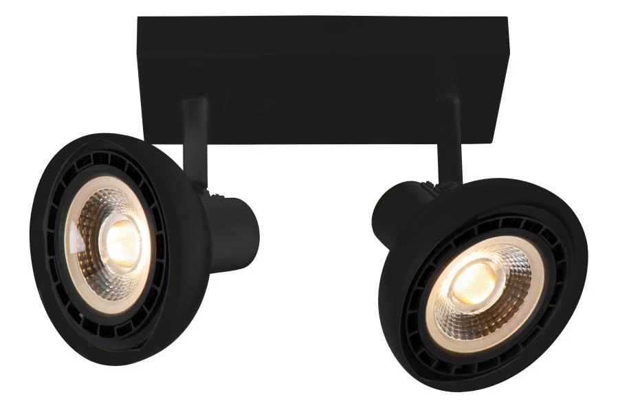 Lucide SENSAS - Foco de techo - 2xGU10 (ES111) - Negro - encendido