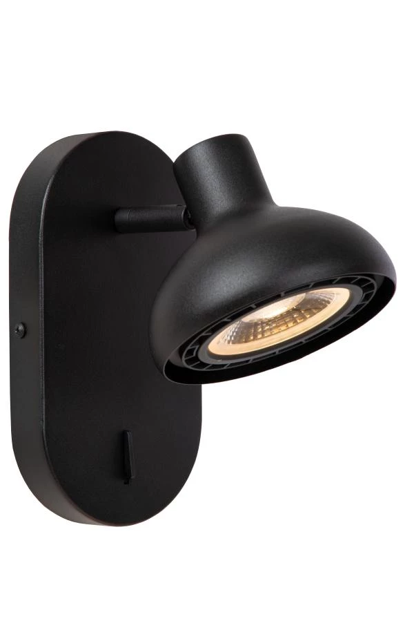 Lucide SENSAS - Lámpara de cabecera / Lámpara de pared - 1xGU10 (ES111) - Negro - encendido