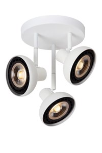 Lucide SENSAS - Foco de techo - Ø 25,8 cm - 3xGU10 (ES111) - Blanco encendido 1