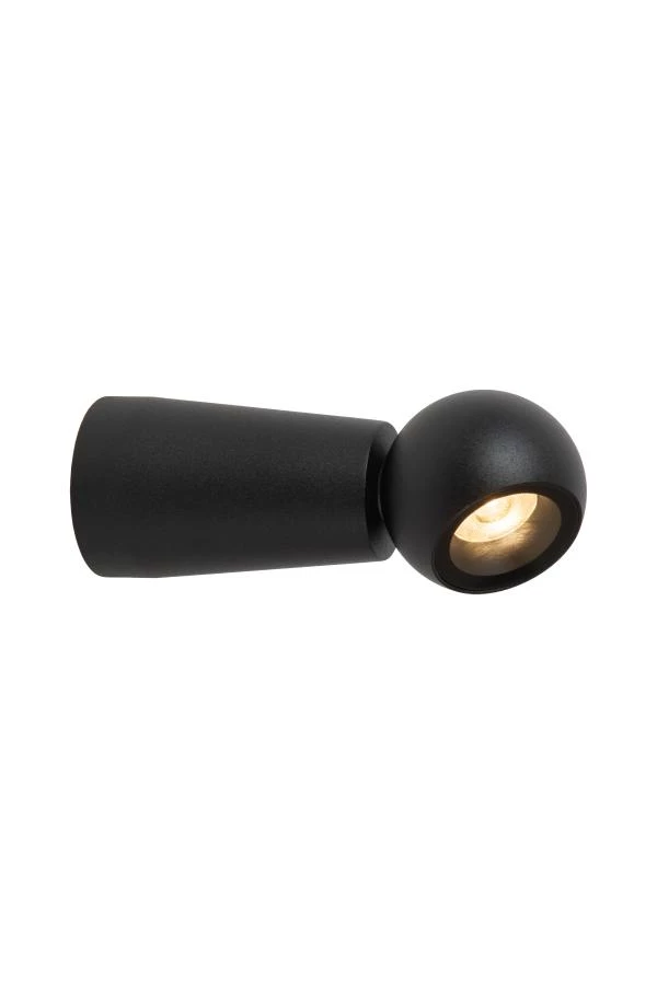 Lucide IPSOS - Wandleuchte Badezimmer - LED - 1x6W 2700K - IP54 - Schwarz - eingeschaltet