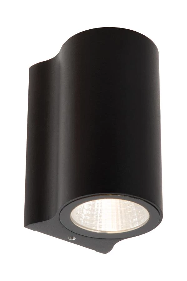 Lucide AKRA - Wandlamp Binnen/Buiten - LED - 1x6W 2700K - IP54 - Zwart - aangezet