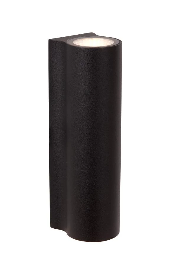 Lucide AKRA - Wandlamp Binnen/Buiten - LED - 2x6,5W 2700K - IP54 - Zwart - aangezet