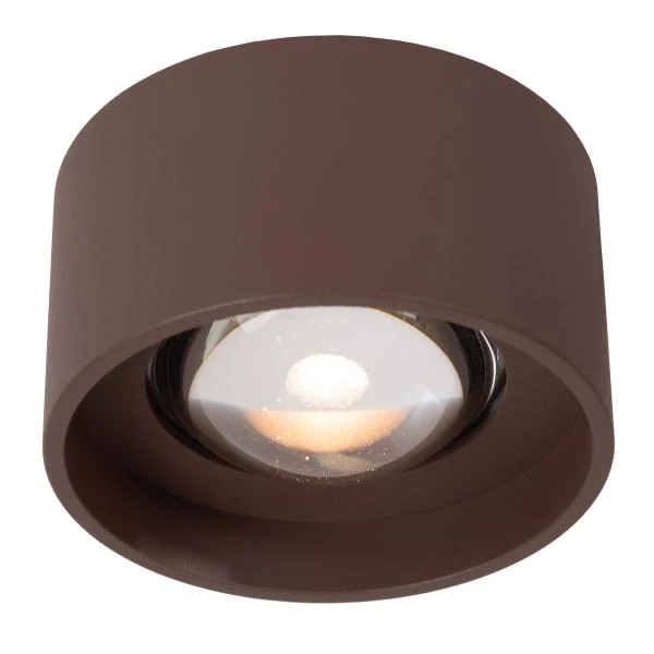 Lucide LENZ - Spot plafond Intérieur/Extérieur - Ø 11 cm - LED - 1x8W 2700K - IP54 - Rouille - allumé 7