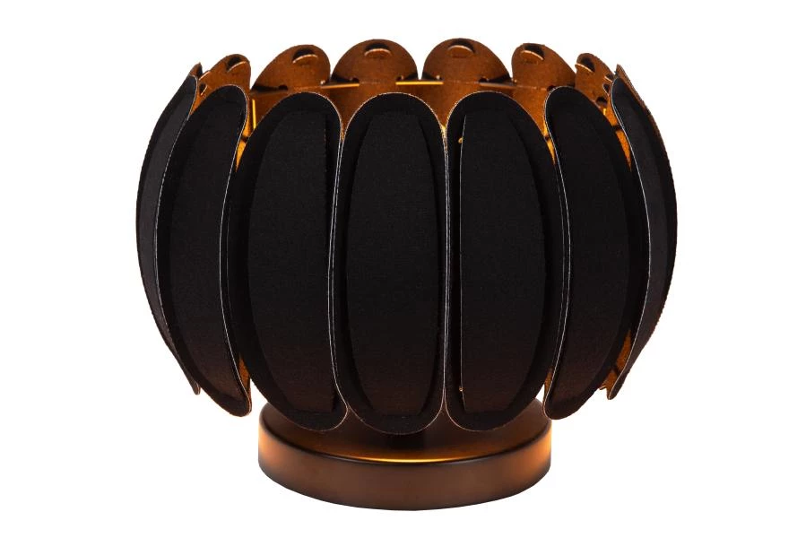 Lucide SPENCER - Lampe de table - Ø 30 cm - 1xE27 - Noir - allumé