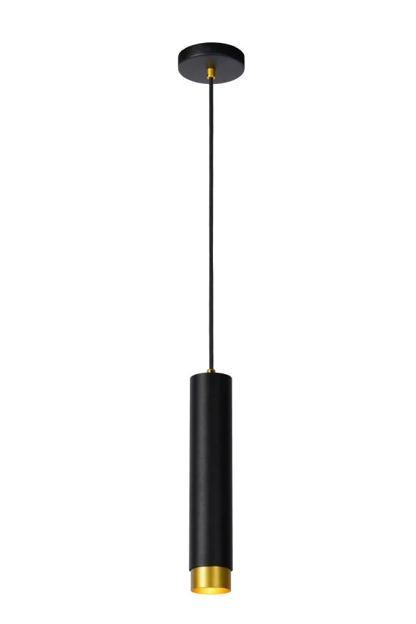 Lucide FLORIS - Lámpara colgante - Ø 5,9 cm - 1xGU10 - Negro - encendido