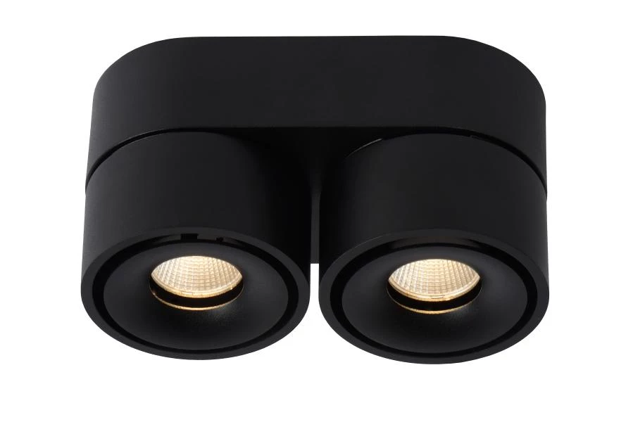 Lucide YUMIKO - Ceiling spotlight - LED Dim. - 2x10W 2700K - Black - turned on