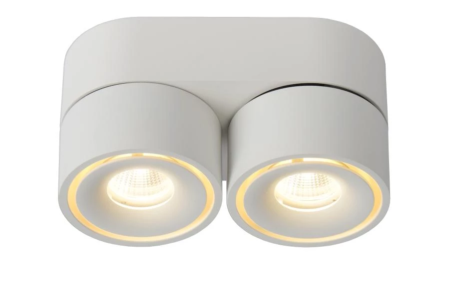 Lucide YUMIKO - Plafondspot - Ø 7,8 cm - LED Dimb. - 2x10W 2700K - Wit - aangezet 1