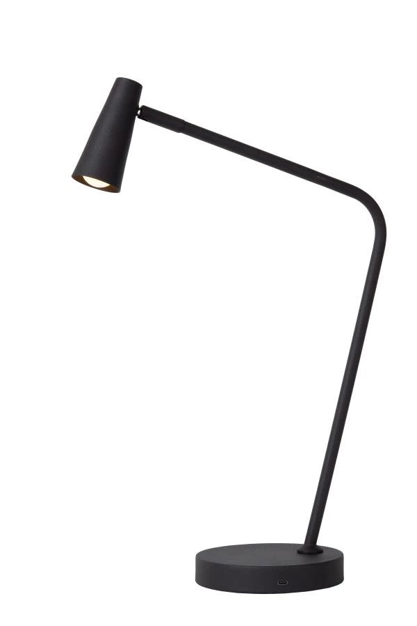 Lucide STIRLING - Lampe de bureau Rechargeable - Batterie/Piles - LED 3 StepDim - 1x3W 2700K - Noir - allumé