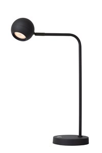 Lucide COMET - Lampe de bureau Rechargeable - Batterie/Piles - LED 3 StepDim - 1x3W 2700K - Noir allumé