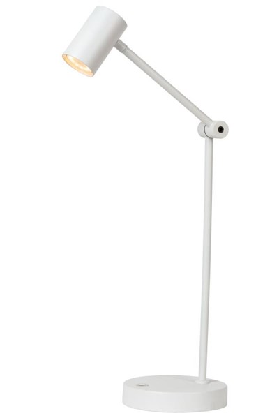 Lucide TIPIK - Lampe de bureau Rechargeable - Batterie/Piles - LED 3 StepDim - 1x3W 2700K - Blanc
