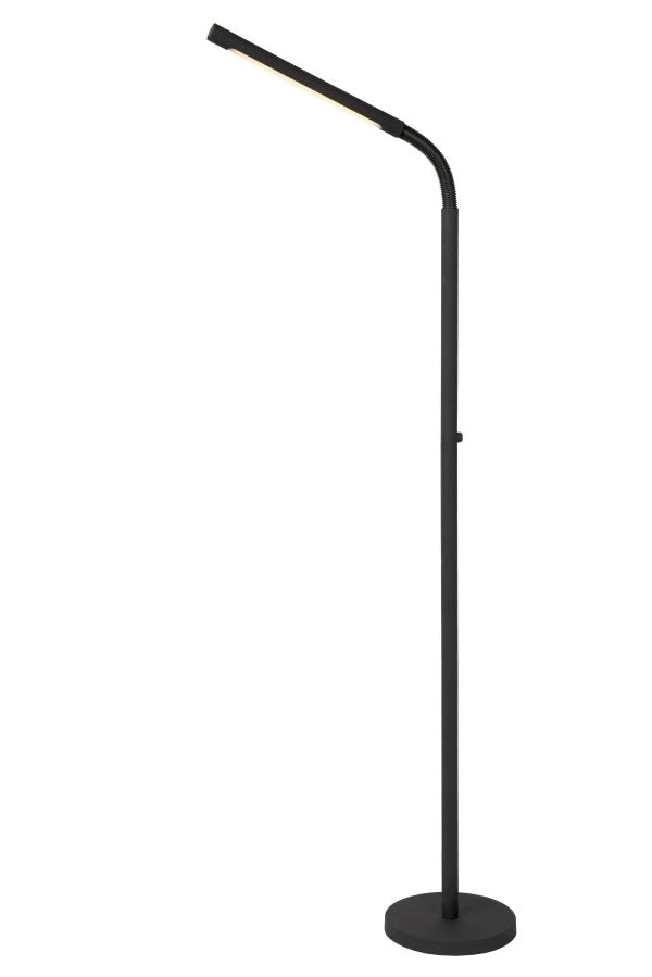 Lucide GILLY - Rechargeable Floor reading lamp - Battery pack - LED Dim. - 1x6W 2700K - Black - turned on